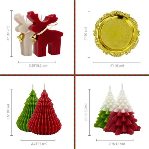 Christmas Scented Candles |  Elk & Christmas Tree Shaped Candle6 Pack Handmade - Picture 3 of 9
